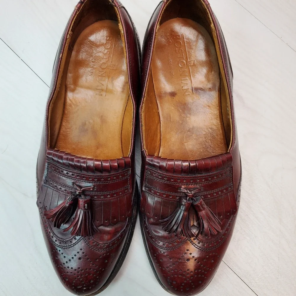 Bostonian Mens Burgundy Leather Tassel Wingtip‎ Loafer Dress Shoes Size 8 D B